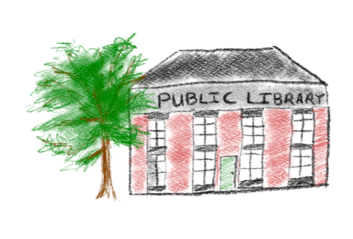 A drawing of a public library.