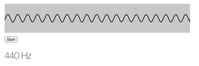 Screenshot of the  pitch detection with a 440Hz tuning fork.